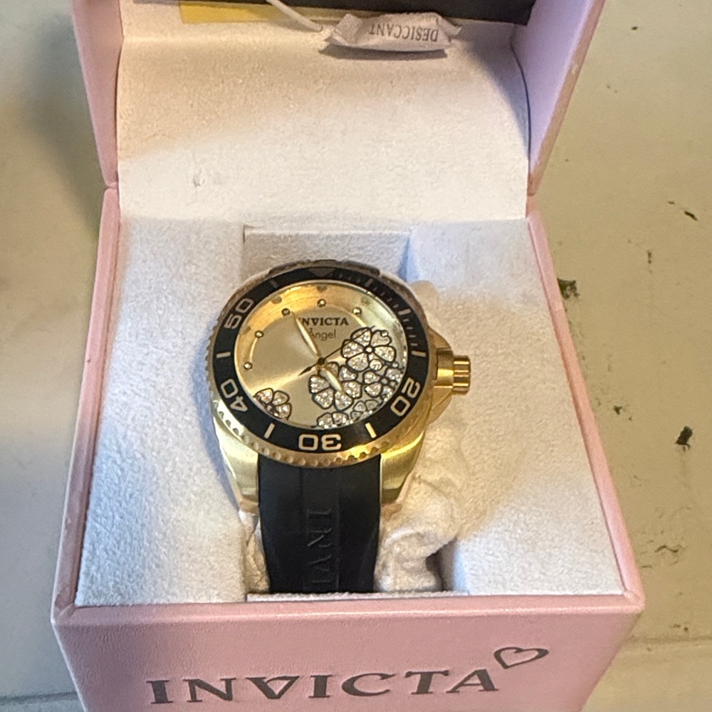 Invicta Women's Gold and Black Watch with Crystal Accents